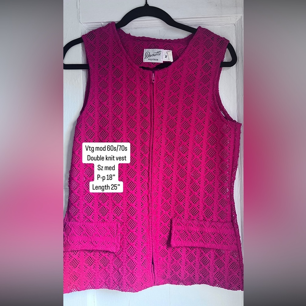 60s/70s Western Devonette POLYTON double knit full front zipper vest. SIZE MED